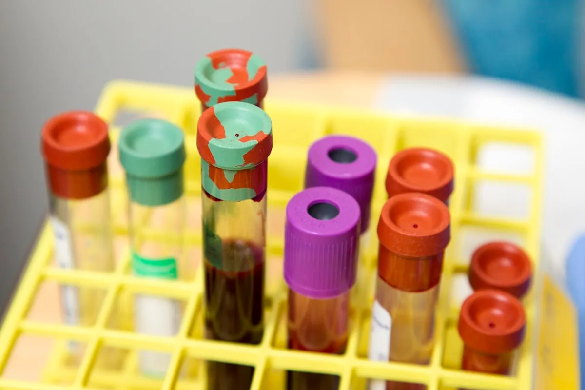 Clear glass test tubes in a lab
